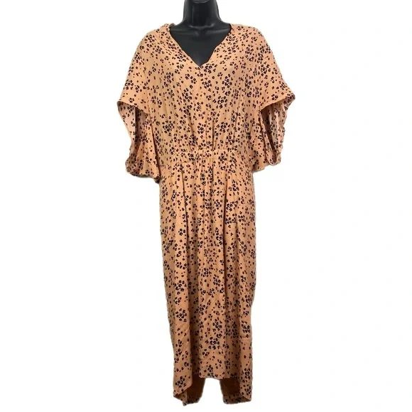 Cupcakes and Cashmere Women’s Summer Peach Midi Dress Animal Print Size Large - Picture 2 of 11